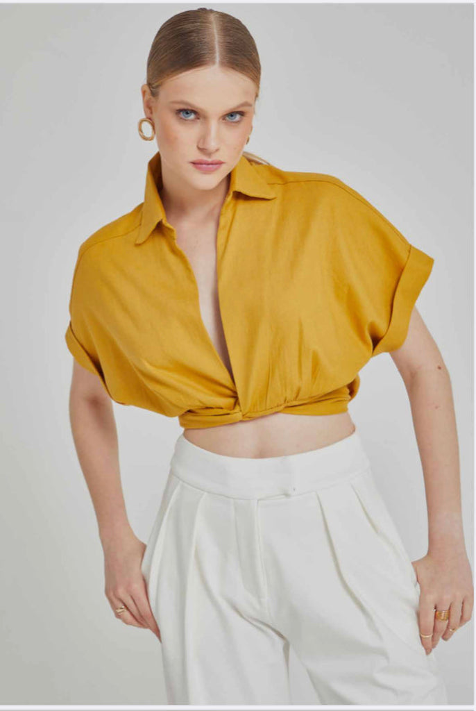 Cropped Linen top 